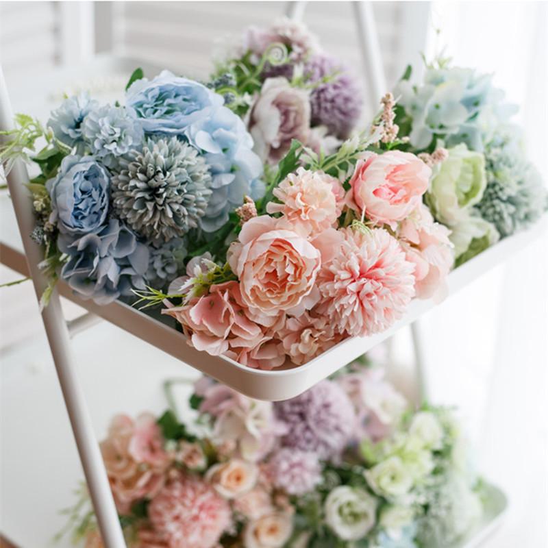 Peony & Daisy Silk Bouquet: 7-Fork Faux Flowers for Home Decoration