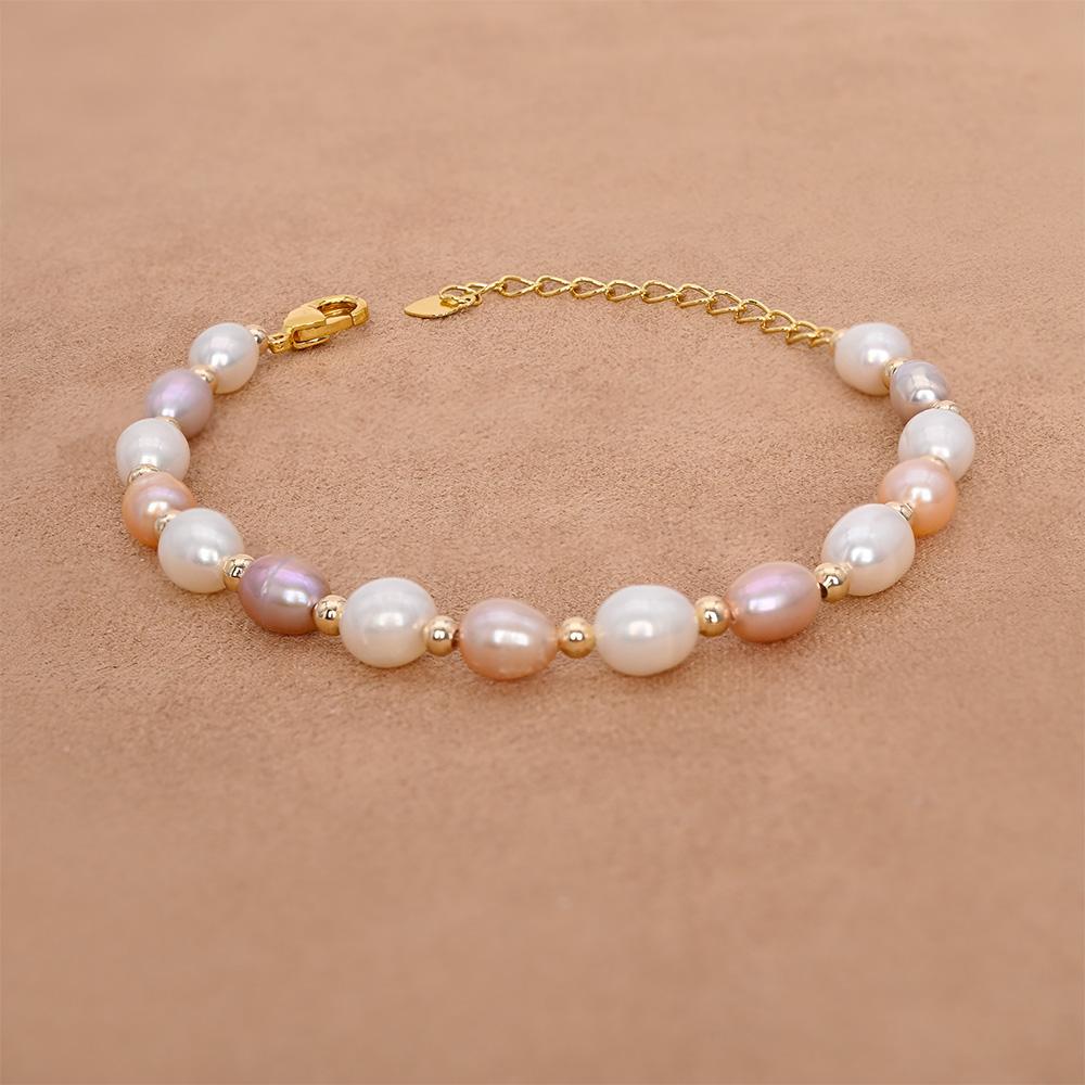 Natural Freshwater Pearl Bracelet Mixed Color Small Beads Simple Elegant Women Party Gift