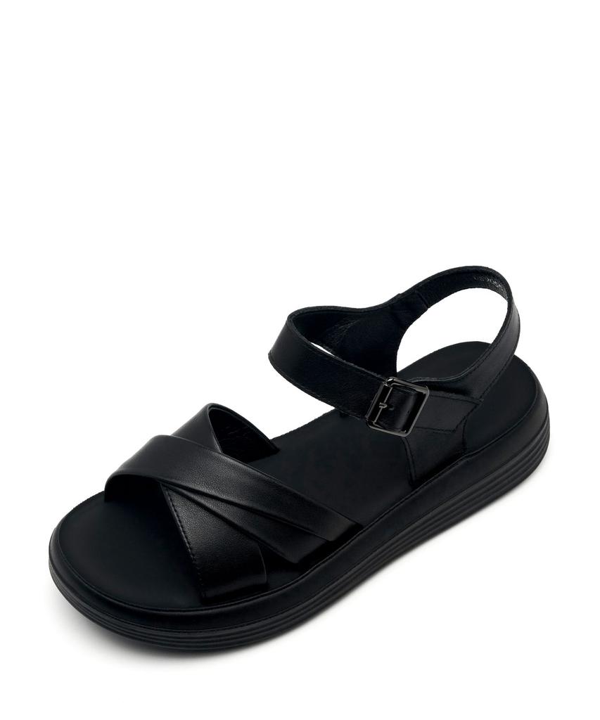 Spur Real Leather Pleats Sandal 4Cm -Us9055 (2Color)