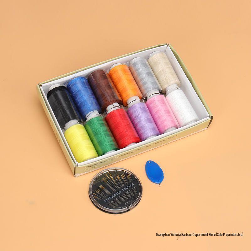 Mending Handmade Needle and Thread Set: White & Black Sewing Threads for Clothes