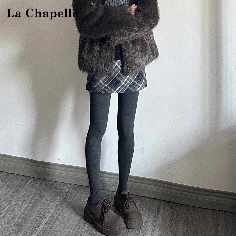 La Chapelle Women s Plaid Wool Blend High-Waist A-Line Mini Skirt M
