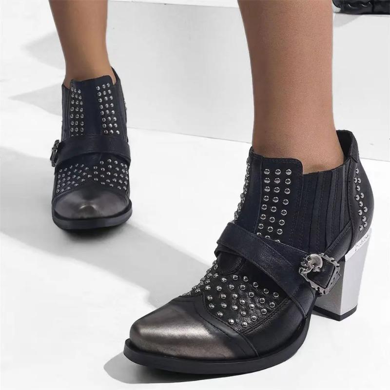 Big Size Vintage Y2K Maillard Style Boots Retro Black Cowboy Boots Women High Heels Retro Western Boot High Quality Shoes