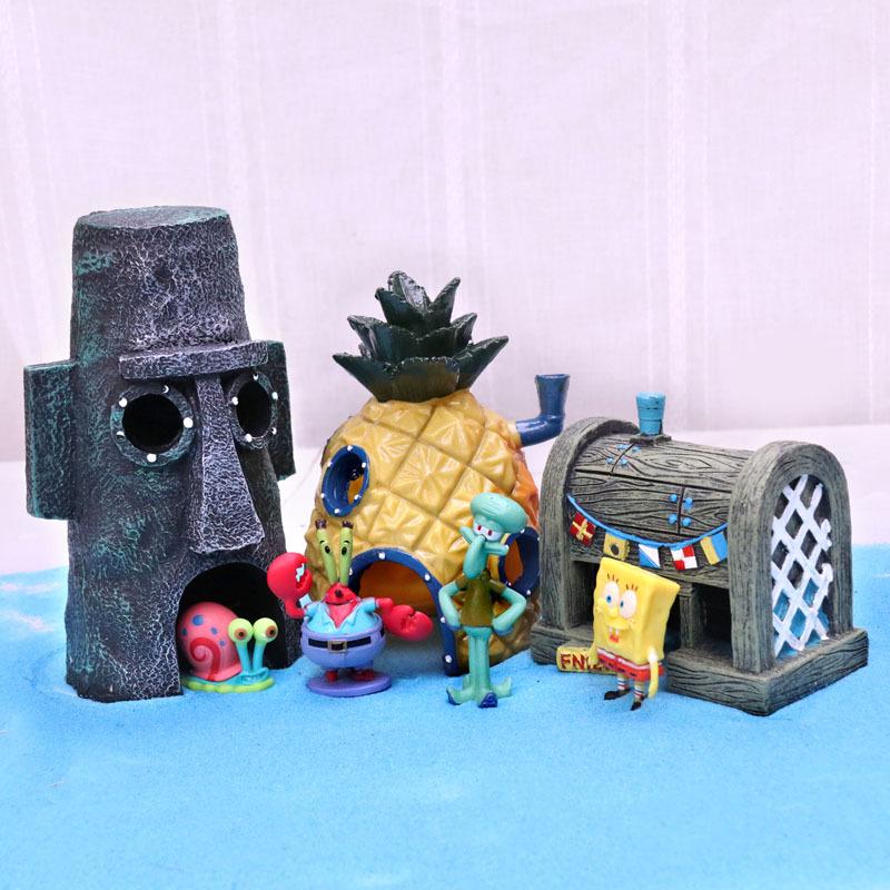 SpongeBob SquarePants Pineapple House, Krusty Krab, & Squidward's House Aquarium Ornaments