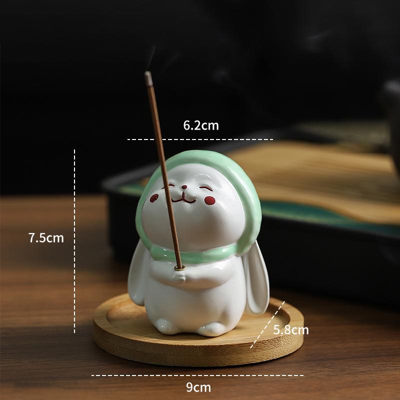 Cute Wishing Rabbit Incense Burner Ceramic Incense Burner Indoor Incense Cable Accessories Incense Burner Rack Exquisite Gift