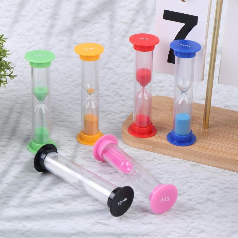 6Pcs Mini Plastic Sand Timer Colorful Sand Clock Different Time Setting For Kids Classroom Kitchen Game Time Management Use