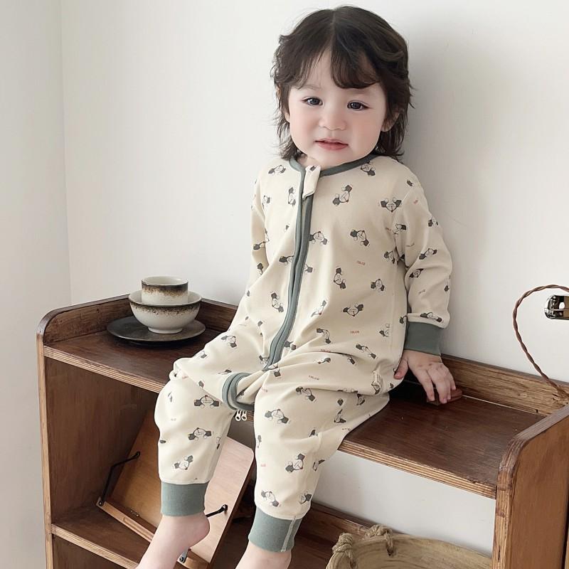 Baby Sleep Sack With Zipper Pure Cotton Footed Pajamas Toddlers Anti-Kick Warm Comfortable Nightwear Fall Winter