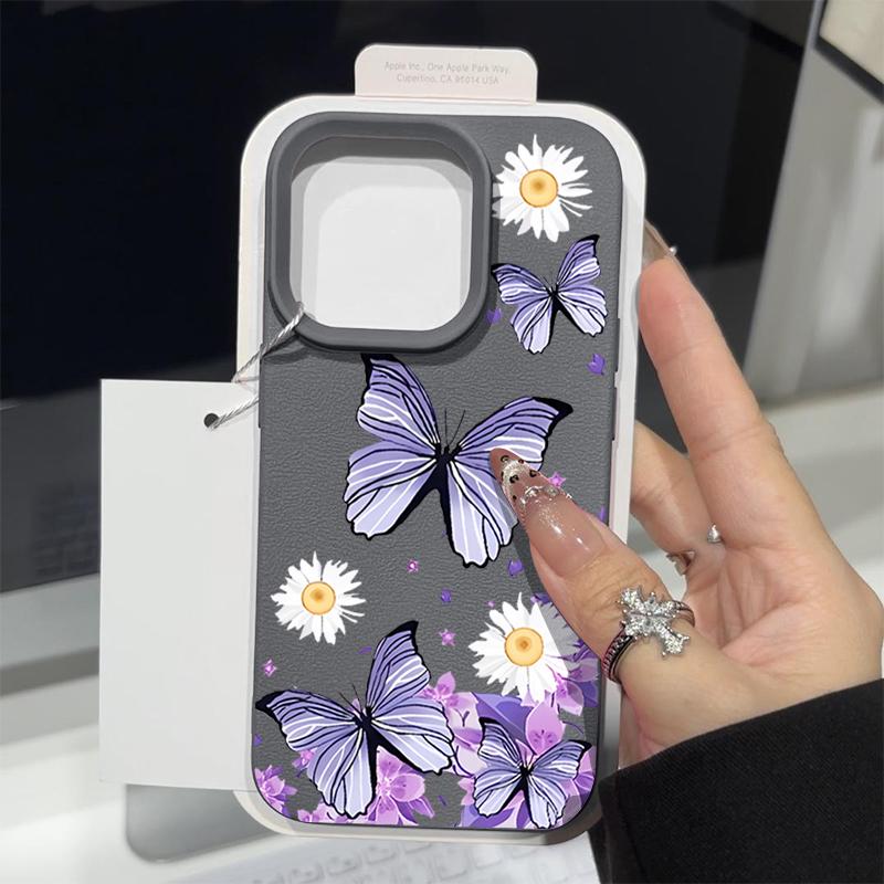 Cartoon Butterfly Flower Case For iPhone 16 Pro Max 15 14 13 12 11 Shockproof Slim Soft Silicone Case Cover