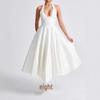 2026 Women's Exquisite Jacquard Halter Deep V High Waist A-line Dress