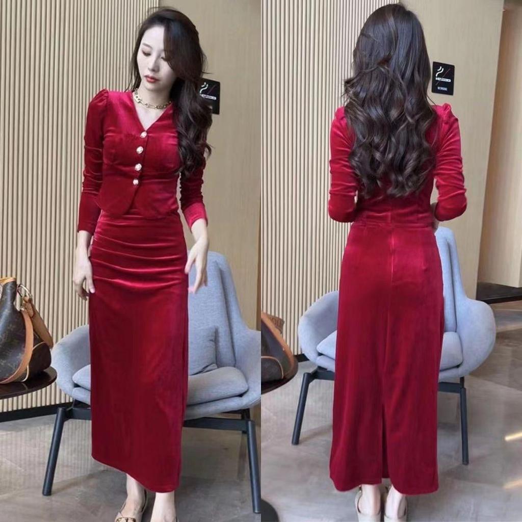 Σετ Βελούδινη Φούστα Κοντή Εφαρμοστή με Ψηλή Μέση Φθινόπωρο 2025