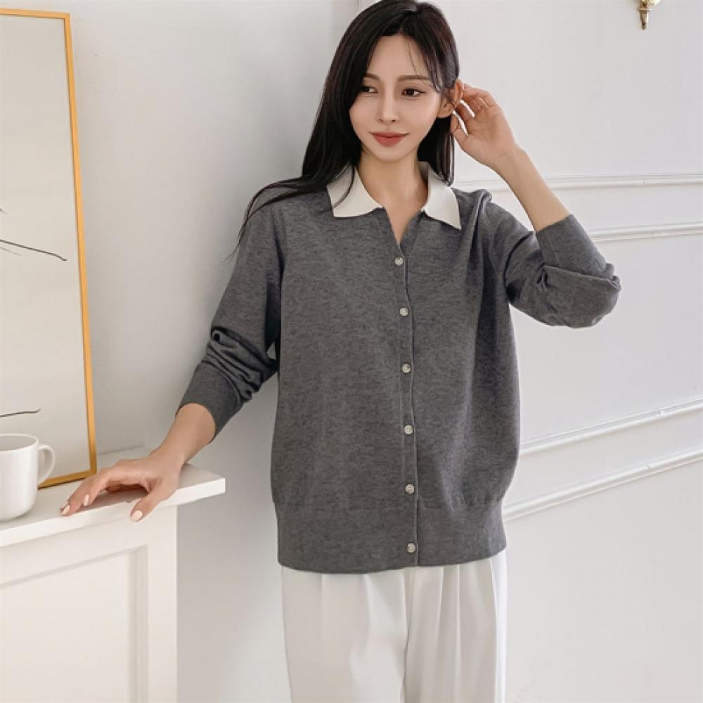 New ArrivalS Open Run Women S Color Block Collar Neck Button baSic Fit Autumn Kn