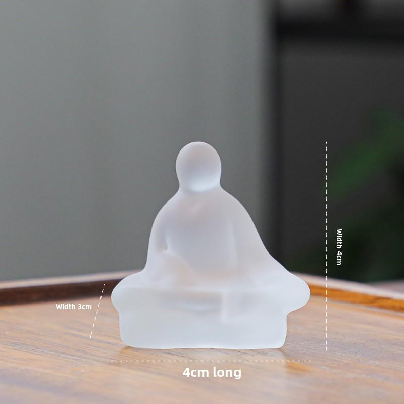 Ancient glazed little monk teapet creative ornament frosted zen glass Tathagata small Buddha statue kung fu tea set tea ceremony