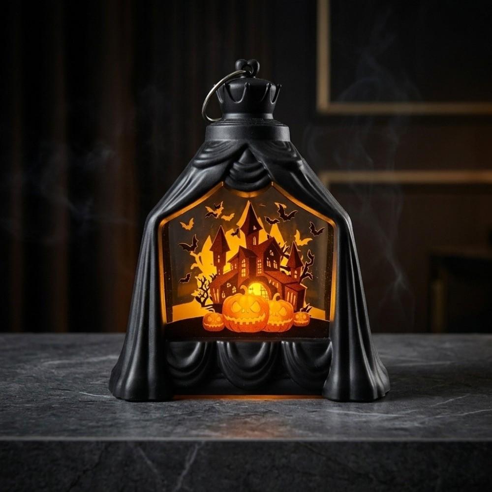 Vintage Halloween Pumpkin Ghost Lamp Battery Powered Handheld Pumpkin LED Light Waterproof Plastic Halloween Night Light