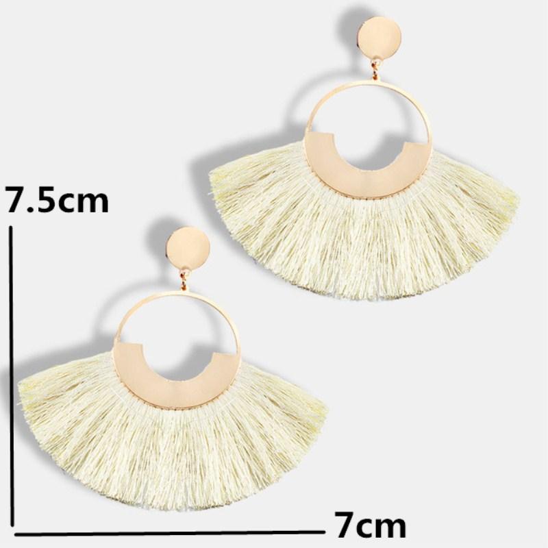 Bohemian Long Tassel Earrings for Women Big Round Circle Sector Drop Earrings Vintage Statement Jewelry Oorbellen Brinco