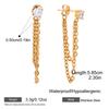 Stainless Steel Zircon Gold Color Double Layer Chain Drop Earrings for Women Minimalist Fashion Aesthetic Daily Jewelry Gift