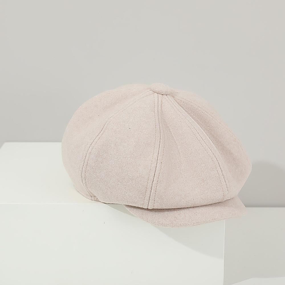 Bud Cotton Fashion Forward Hat Women's New Children's Octagonal Hat Foreign Style Baby Woolen Material Plain Autumn and Winter Girl