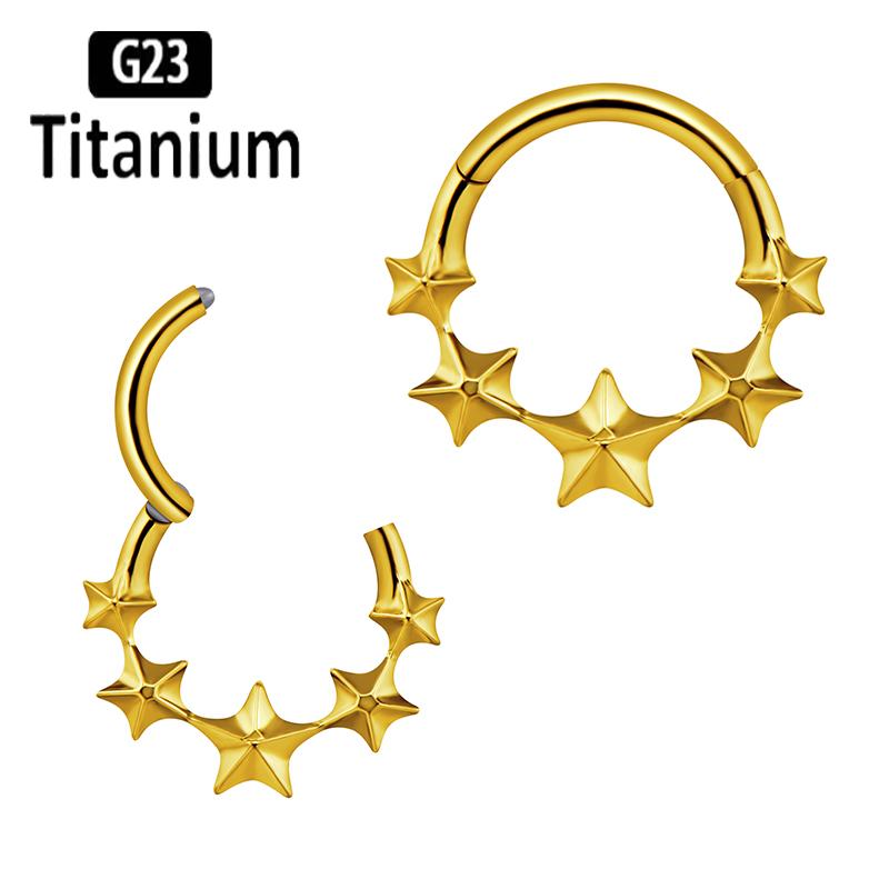 G23 Titanium Piercing Clicker Hight Segment Star Nose Rings Open Small Septum Hoops Earrings Helix Ear Piercing Body Jewelry 16G