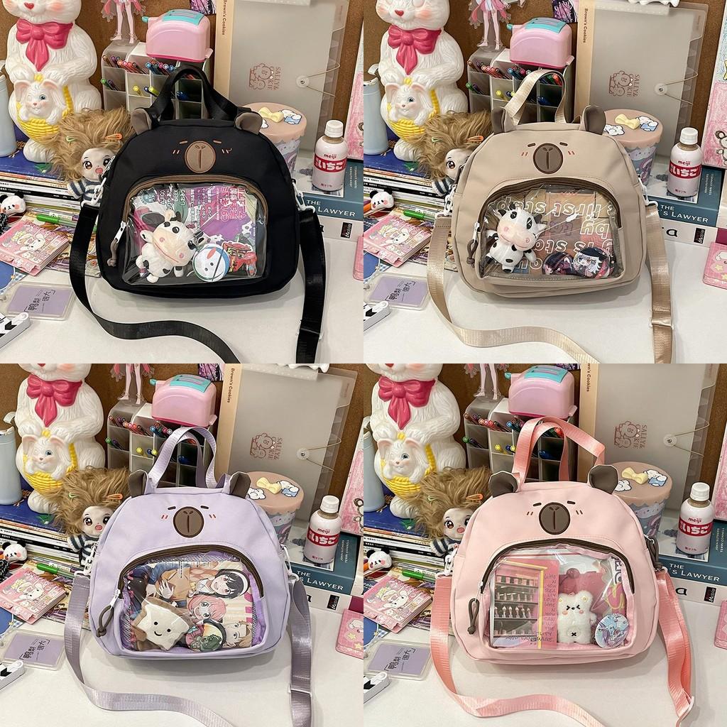 Transparent Cartoon Capybara Shoulder Bag Backpack Adjustable Strap Shoulder