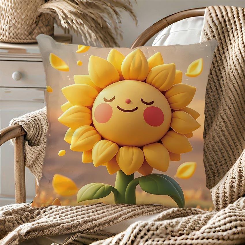 Butterfly Sunflower Series Throw Pillow Covers With Digital Printing Of Short Plush Fabric Car-Shaped Sofa Cushion Home Decor