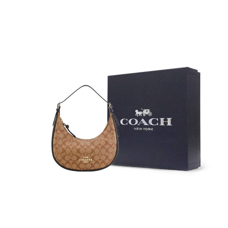 New COACH Bailey Coated Canvas With Pebbled Leather Armhole Shoulder Bag Handbag Shoulder Bag Women's Brown With Monogram C1322-IMCBI