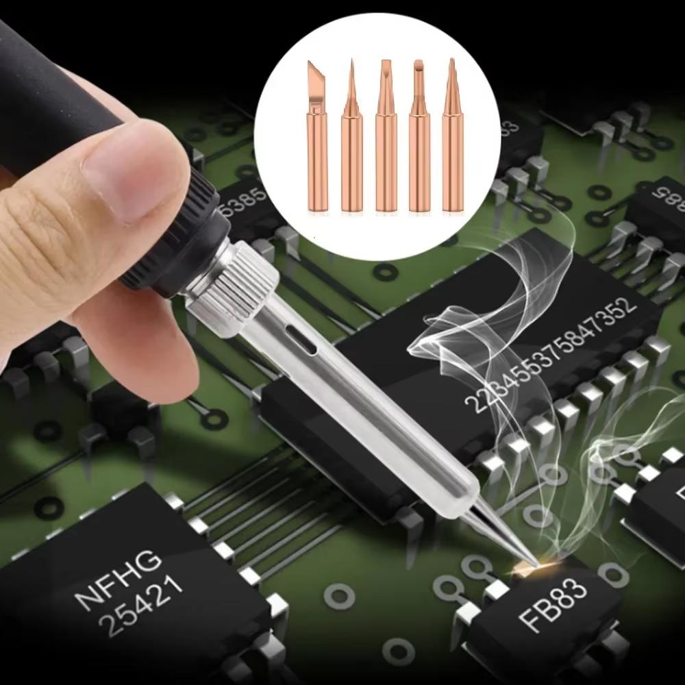 5Pcs High-Performance Soldering Iron Tips - 900M Pure Copper, Durable & Long-Lasting
