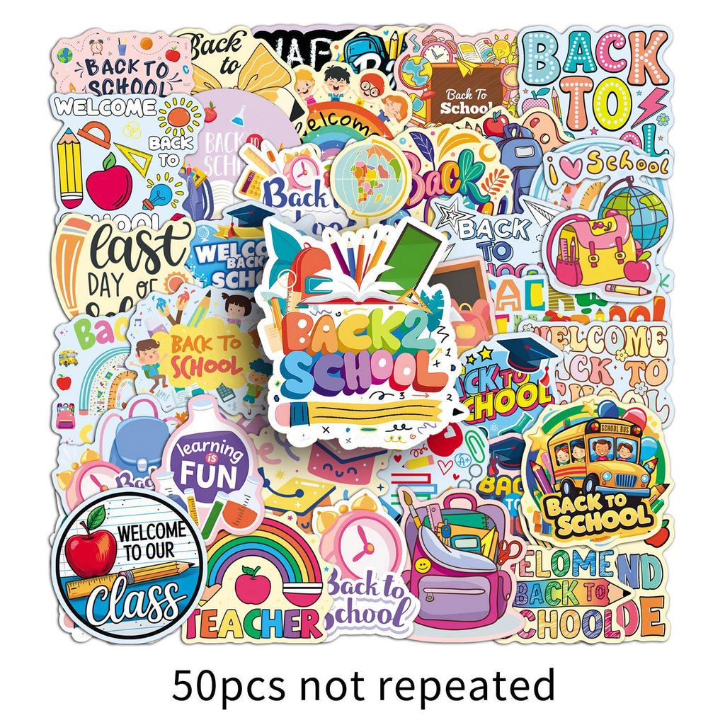 50 Creative Back-to-School Graffiti Stickers for Guitar, Refrigerator, Desktop & Headphones