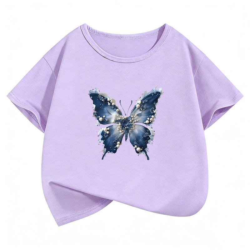 Graphic Vintage Butterfly Tshirt Funny Retro Kids Childrens Boys Girls Casual Top Tee Summer Spring T Shirts
