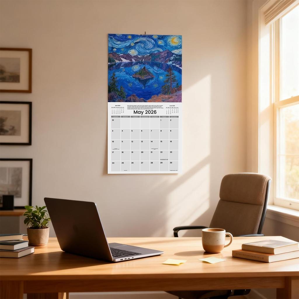National Parks Calendar 2026 – Artistic Oil Painting Style Monthly Wall Calendar 12-Month Scenic Art Wall Calendar, 12" x 12", Perfect National