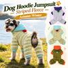 Warm Pet Four Legged Outfit Striped Fleece Dog Winter Clothes Cozy Dog Hoodie Jumpsuit  Winter Walk