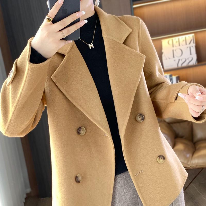 Women's 2025 Double-Faced Wool Short Coat - Little Fragrant Style Loose Trench