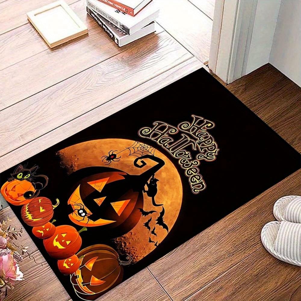 1pc Scary Pumpkin Area Rug, Slip-Resistant, Easy-Clean, Stain-Resistant, Perfect for Cozy Living Rooms, Bedrooms, Kitchens, Offices, and Hol