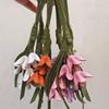 Hanger Tulip Bouquet Leather Pendant Handmade Bag Pendant Multi-color Flower Pu Keychain  Men
