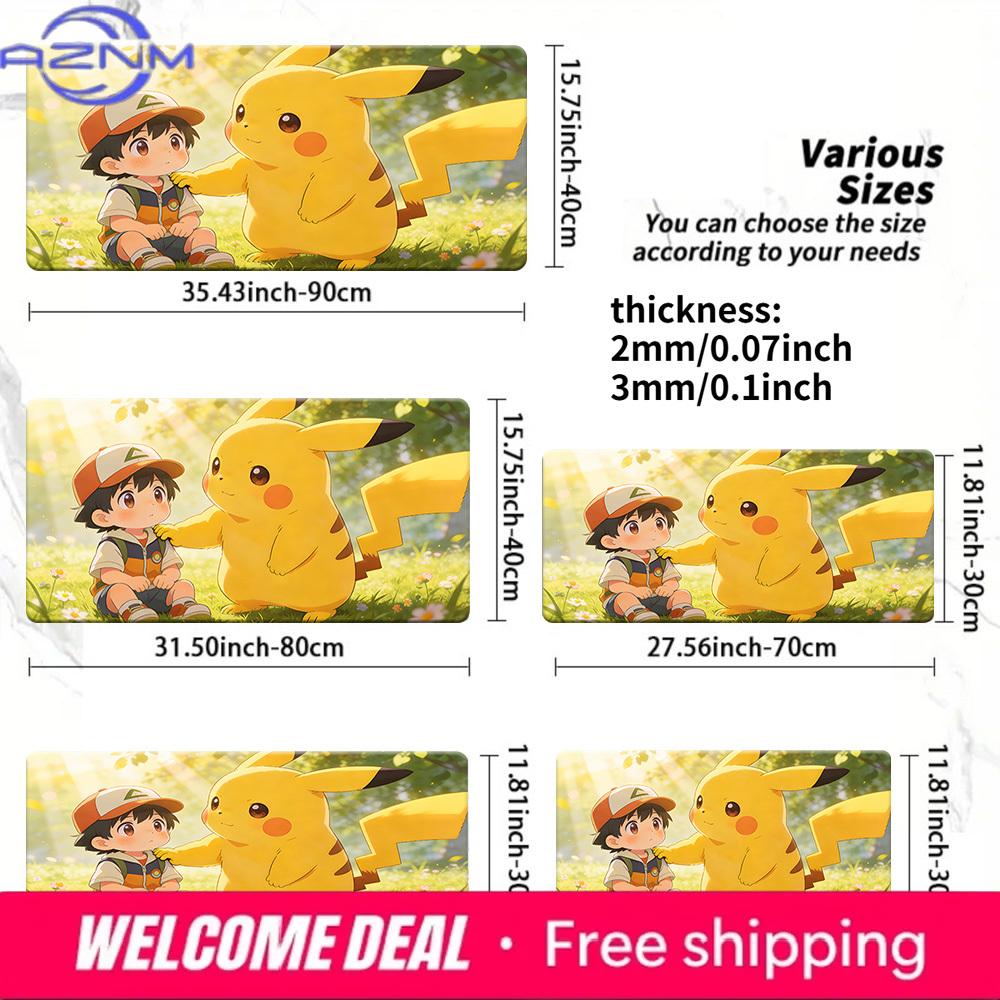 Cute Pokemon Ash  Pikachu Forest Gaming Mouse Pad NonSlip Desk Mat 30x80x0.2cm