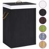 VidaXL Panier à linge avec 2 sections bambou noir 72 L 320745