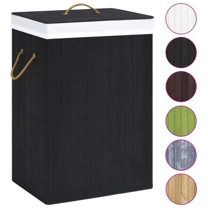 VidaXL Panier à linge avec 2 sections bambou noir 72 L 320745
