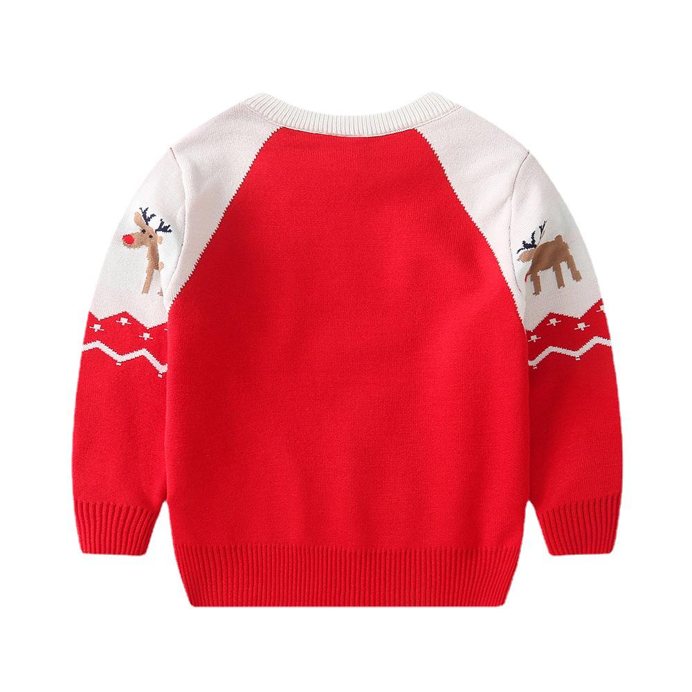 Children's Christmas Sweater: Three Little Deer Jacquard Pullover, Long Sleeve