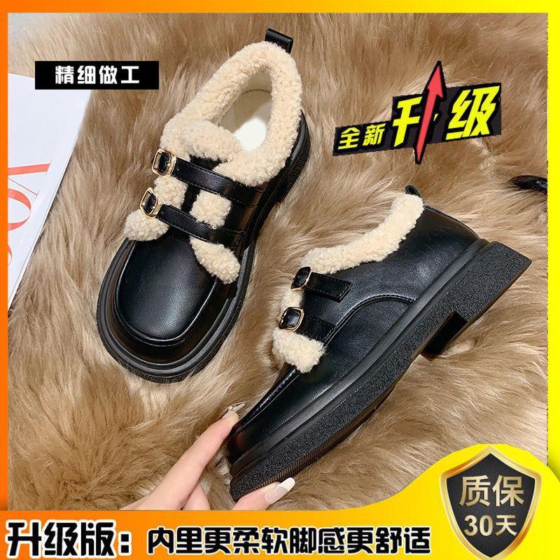 

Fleece small leather shoes in autumn and winter 2025 new Japanese single shoes women s fashion versatile cotton shoes platform British style non-slip 89