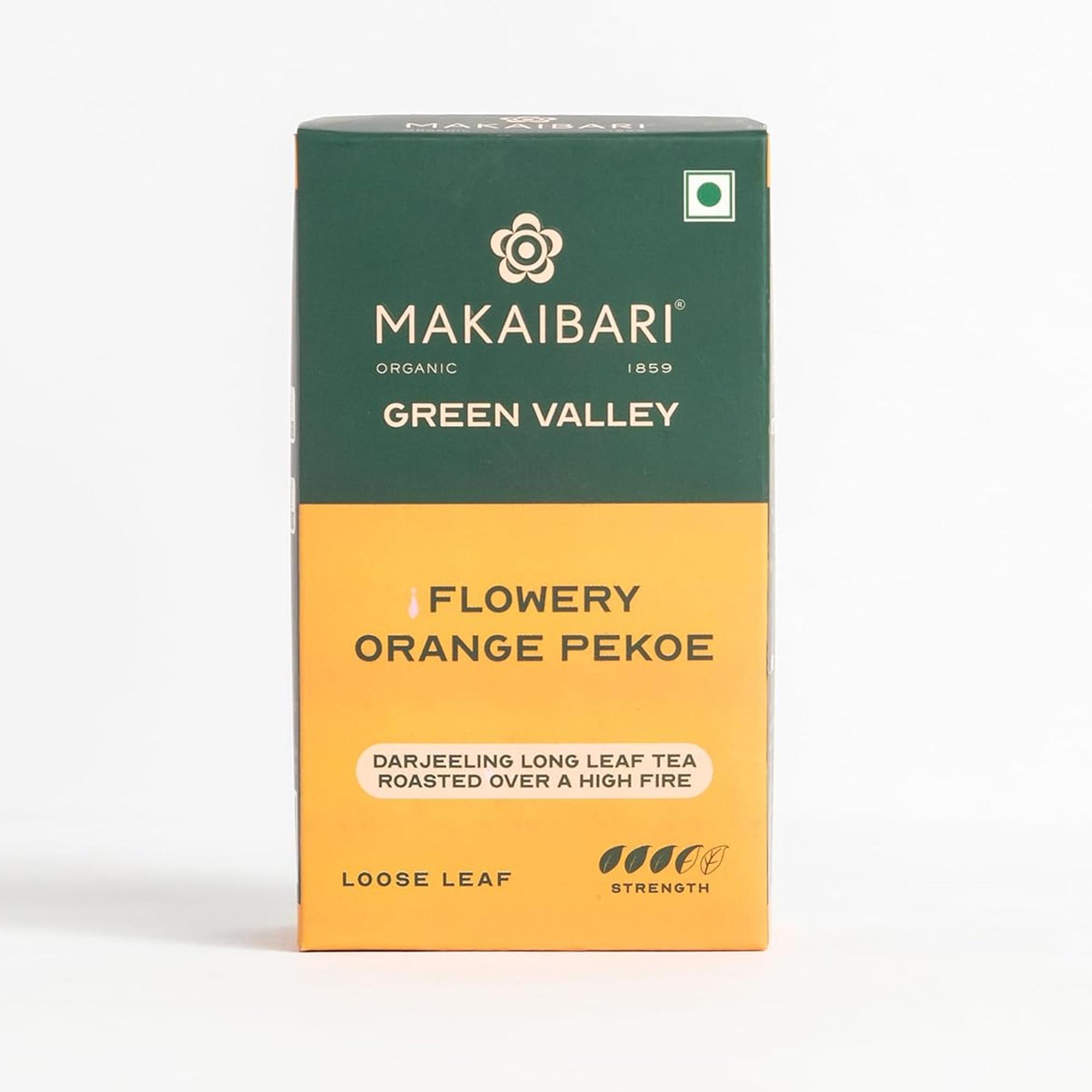 

Makaibari Green Valley Flowery Orange Pekoe Darjeeling Long Leaf High Fire Roasted Premium Tea 100 g Loose Leaf