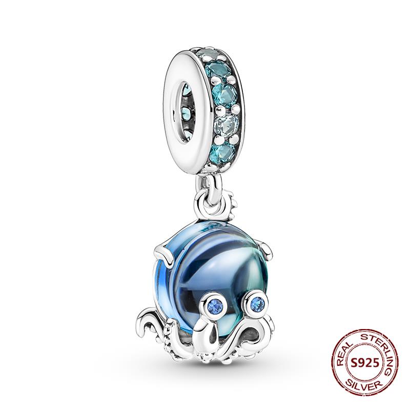 

Fit Модні браслети Срібло 925 проби Хамелеон Зірка Місяць Обереги Черепаха Блакитні очі Намистини DIY Ювелірні вироби Подарунок на Хелловін PJT928