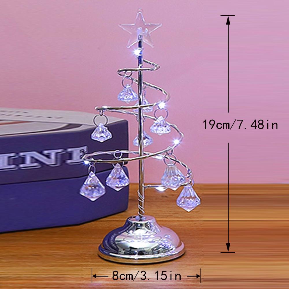 LED Iron Art Diamond Christmas Tree Ornaments - Decorative Desktop Lights