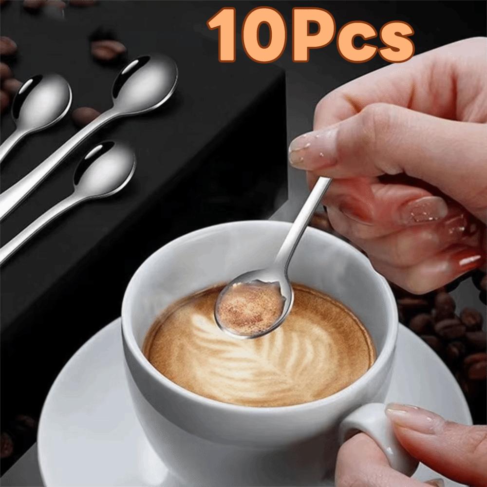 10pcs Stainless Steel Mini Coffee Spoon Rust-proof Seasoning Spoon Portable Tiny Spoon  Sugar