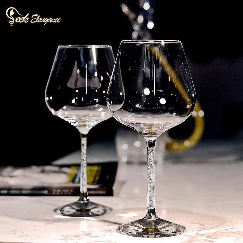 ZISIZ European Luxury Crystal Burgundy Wine Glass Set with Decanter