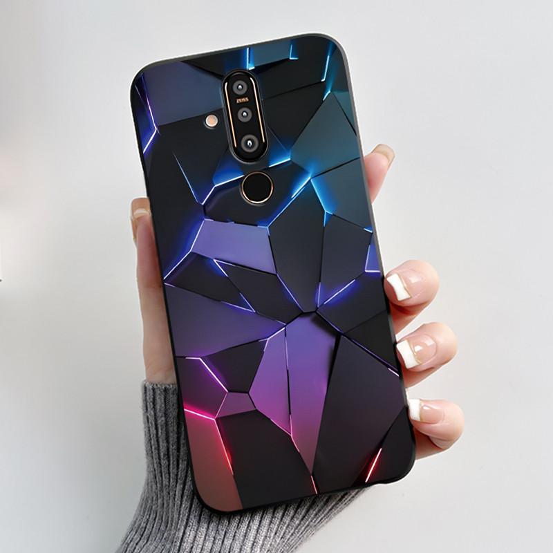 Case For Nokia 8.1 Plus/Nokia X71 Phone Casing Vast Grasslands With Beautiful WildFlowers Pattern Soft Black Anti-Scratch Case