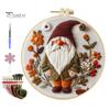Halloween Embroidery Kit DIY Cross Stitch Kit with Embroidery Hoop Hand Embroidery Starter Handmade Gnome Crafts for Beginners Adults