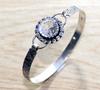 White Topaz 925 Silver Plated Bangle 7" Red Carpet Look Jewelry Trendy d5p31