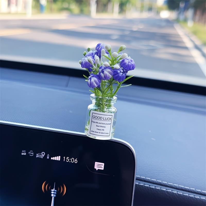 Delicate Miniature Potted Flowers Assorted Colors Car Dashboard Greenery Decor Tabletop Figurines for DIY Crafts Home Ornament