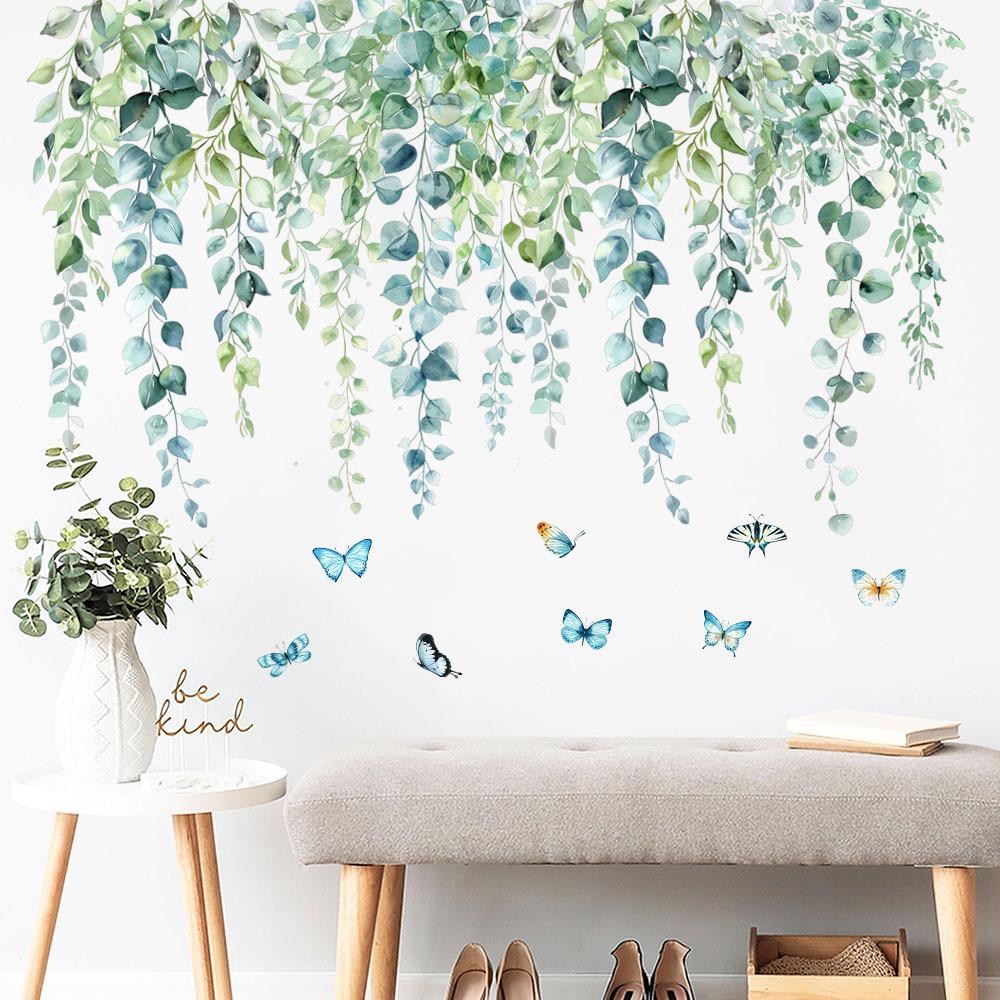 Flower Plants Wall Stickers Home Decoration Bedroom Adhesive Decals Wallpaper