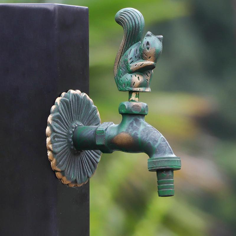 Bronze Outdoor Washing Machine Faucet Copper Animal Handle Garden Cold Tap Outdoor Courtyard Floor Landscape Water Faucet