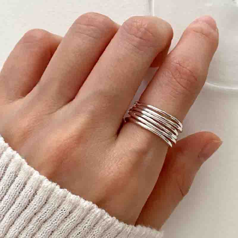Panjbj Copper Wide Smooth Ring For Women Girl Irregular Simple Fashion Adjustable Jewelry Gift Dropshipping