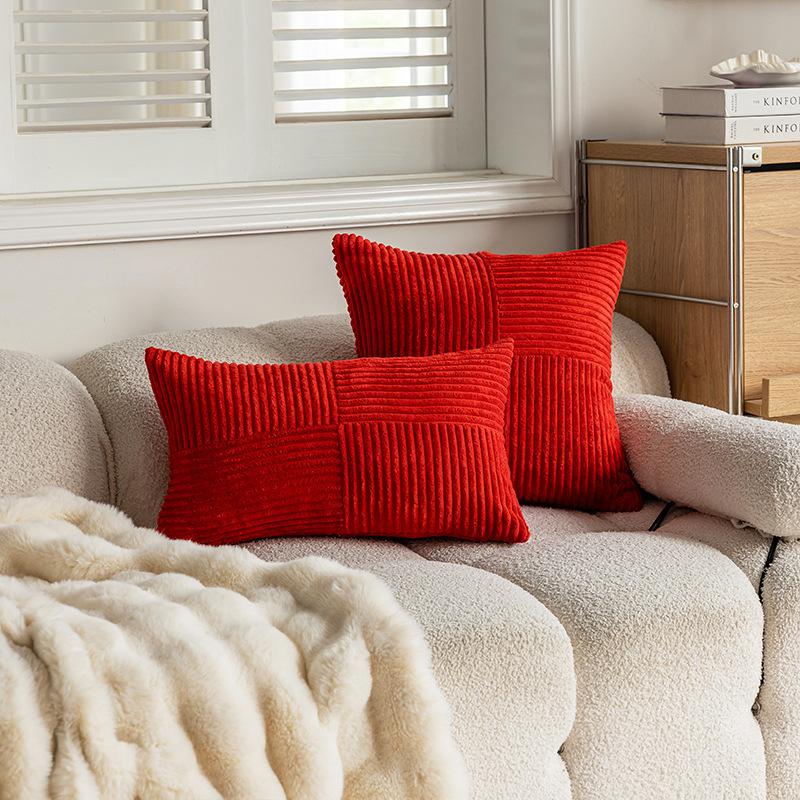 Solid Color Corduroy Pillow Splicing Pillow Cover, Living Room Sofa Cushion, Bedroom Headboard Cushion, Simple Pillow