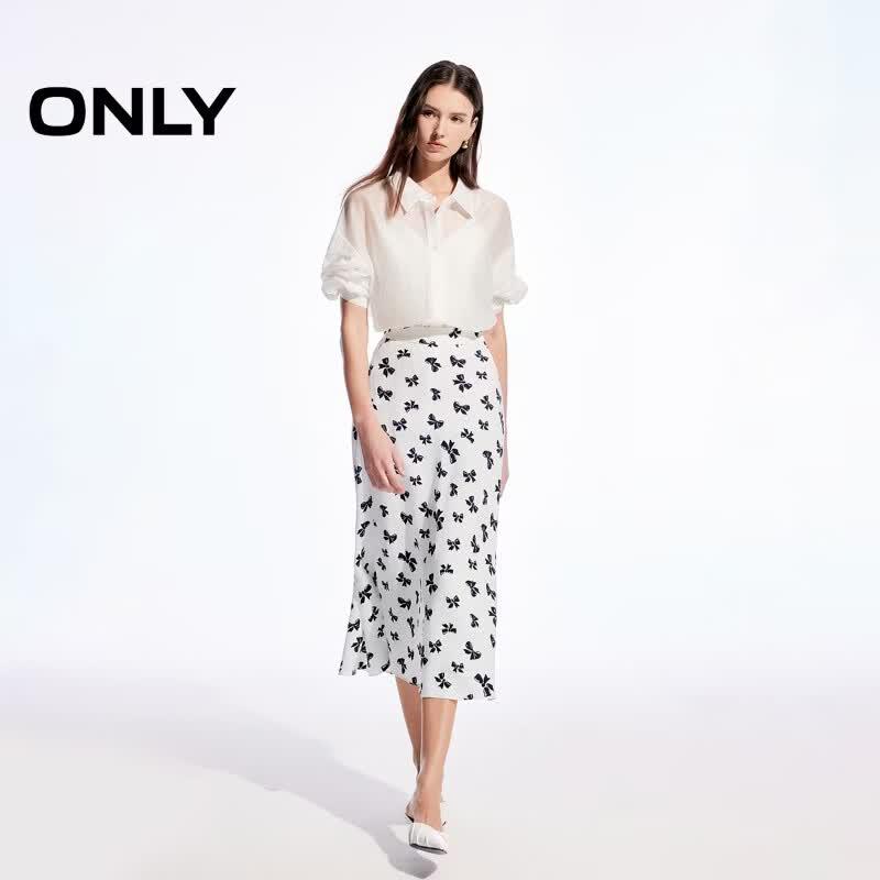 ONLY Women's Bowknot Print A-Line Midi Skirt